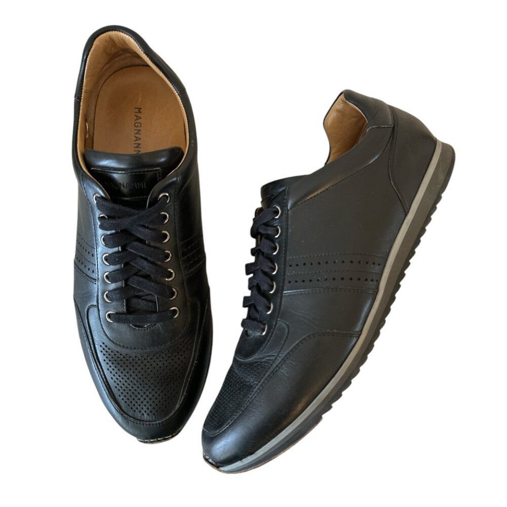 Magnanni Leather Dress Sneakers Shoes Black Men's size 10M Style 21725